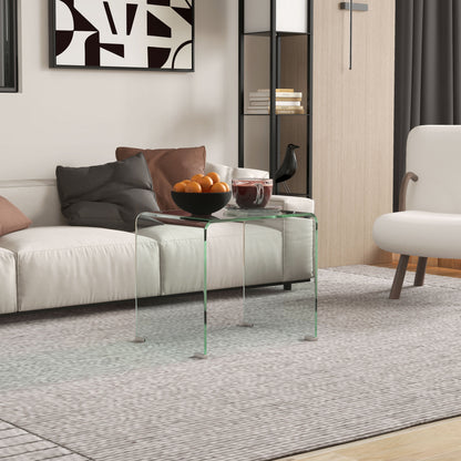 Modern and Monobloc Glass Coffee Table with Non-Slip Feet, Tempered Glass, 50x40x45 cm, Clear