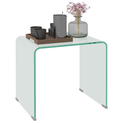 Modern and Monobloc Glass Coffee Table with Non-Slip Feet, Tempered Glass, 50x40x45 cm, Clear