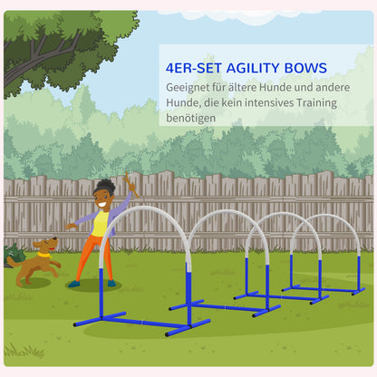 Dog Agility Training Equipment, Dog Agility Set, 4-piece hurdle set for older dogs, dog training set with carrying bag, Blue+White, 88 x 64 x 95 cm