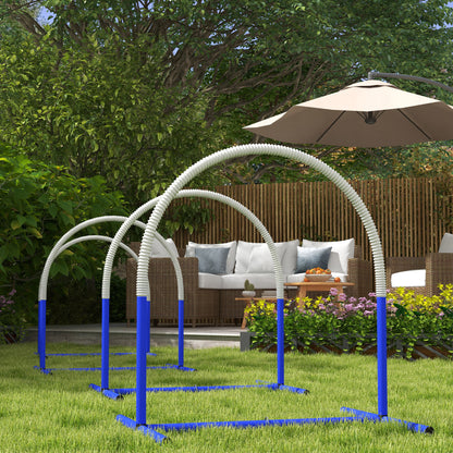 Dog Agility Training Equipment, Dog Agility Set, 4-piece hurdle set for older dogs, dog training set with carrying bag, Blue+White, 88 x 64 x 95 cm