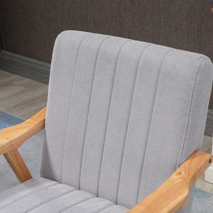 Armchair Living Room Lounge Chair Armrest Chair Recliner with Rubberwood Legs, Upholstered Chair with Velvet Look, Reading Chair for Bedroom Home Office Light Gray