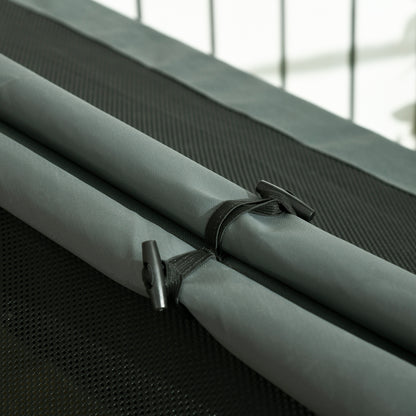 Dog House with Outdoor Cover 110x75x87 cm Elevated Pet Bed with Cushion and Roll-up Mesh Windows for Large Dogs Gray