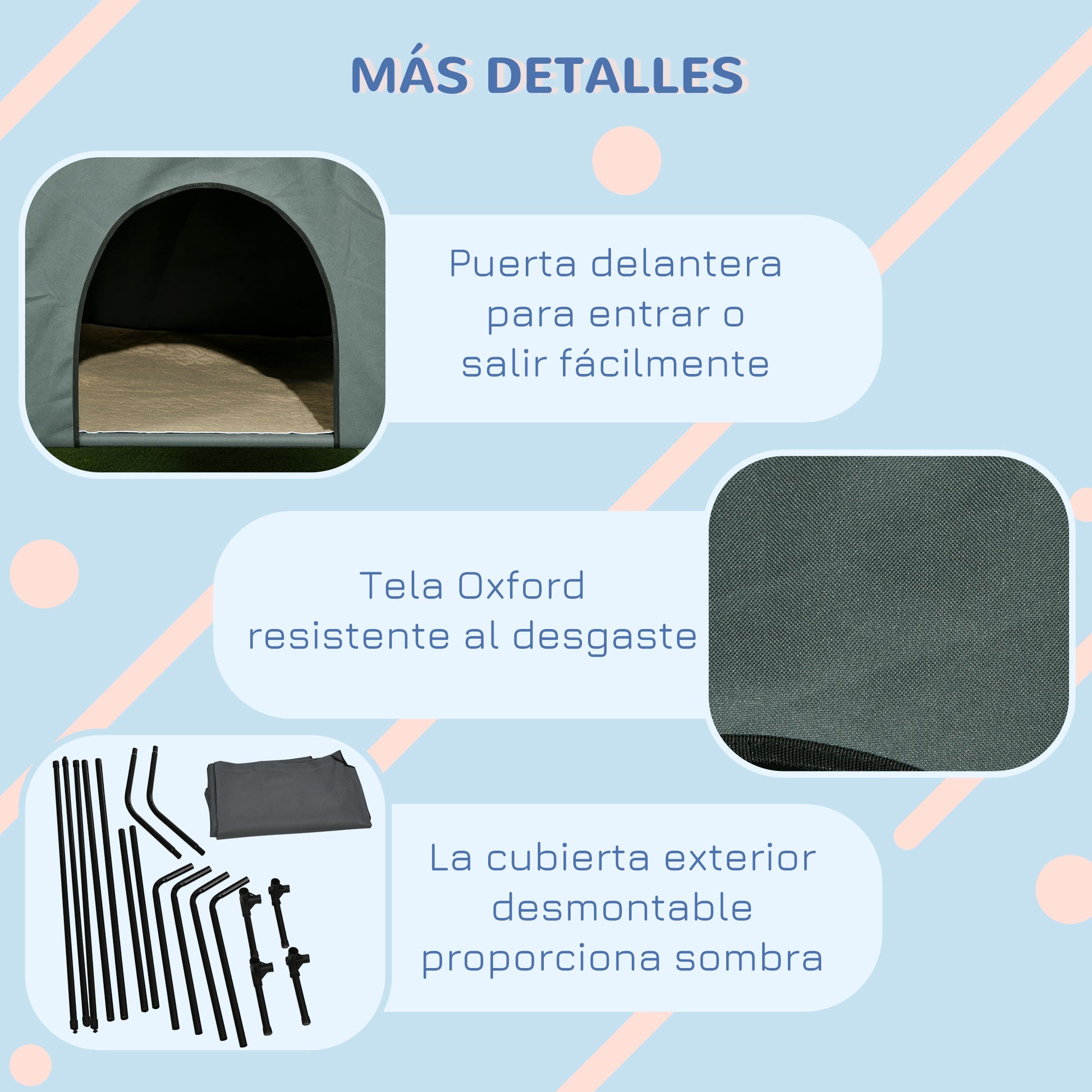 Dog House with Outdoor Cover 110x75x87 cm Elevated Pet Bed with Cushion and Roll-up Mesh Windows for Large Dogs Gray