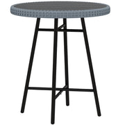 Garden Table with X Frame and Wood Plastic Table Top, Rattan and Steel Table for Indoor and Outdoor, 50x50x55 cm, Gray and Black