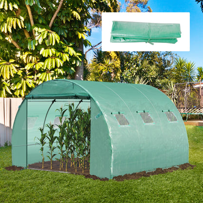Replacement Film Cover 300 x 300 x 200 cm with front door, 6 windows tear-resistant greenhouse film, garden film for greenhouse, conservatory, cold frame, green