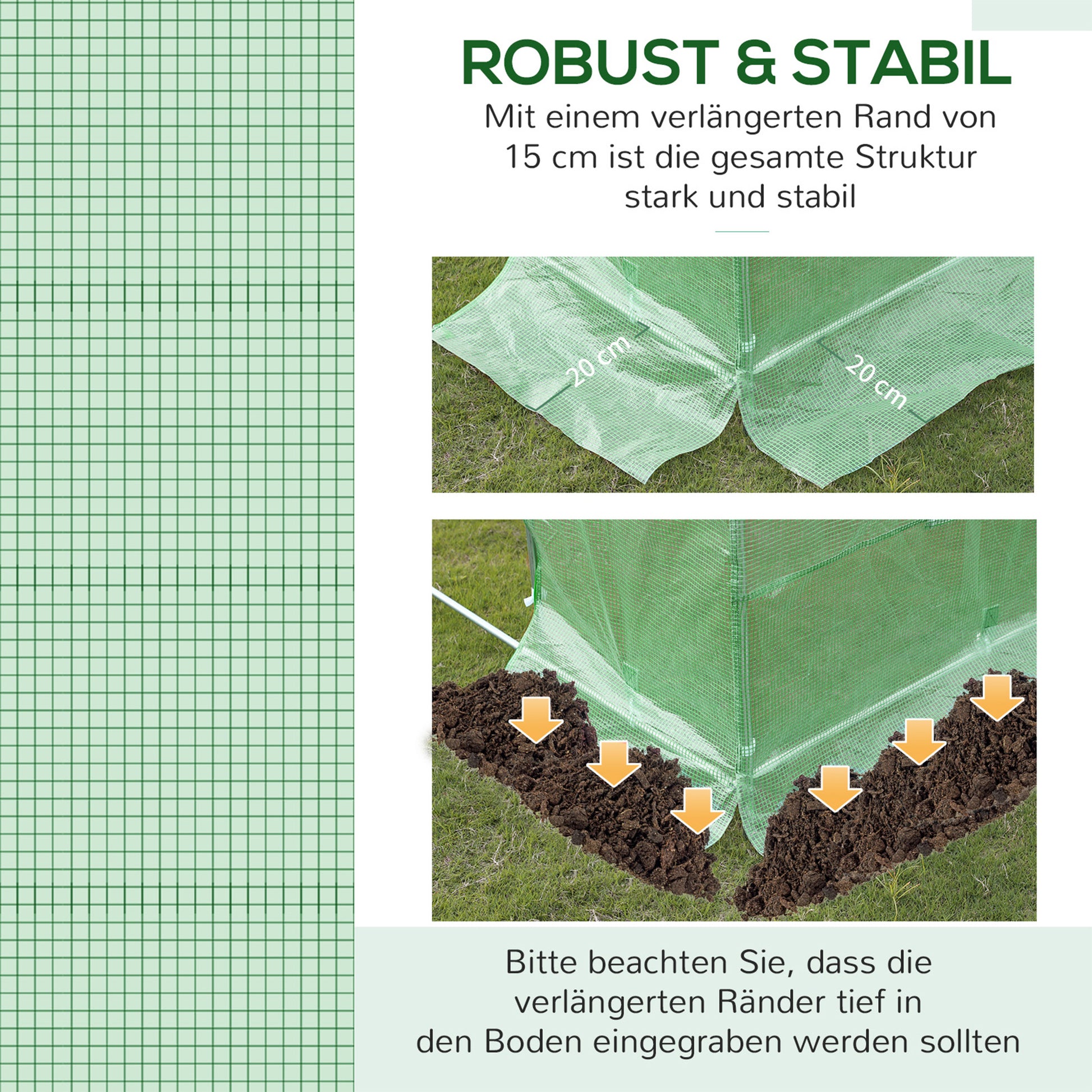 Replacement Film Cover 300 x 300 x 200 cm with front door, 6 windows tear-resistant greenhouse film, garden film for greenhouse, conservatory, cold frame, green