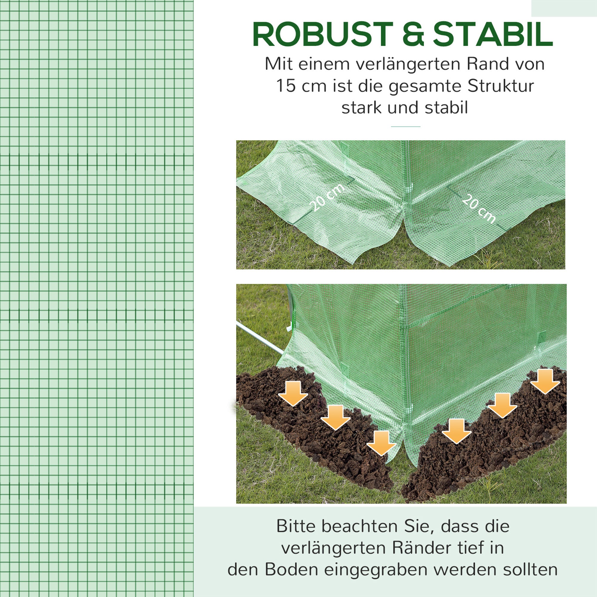 Replacement Film Cover 300 x 300 x 200 cm with front door, 6 windows tear-resistant greenhouse film, garden film for greenhouse, conservatory, cold frame, green