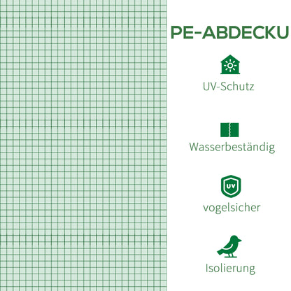 Replacement Film Cover 300 x 300 x 200 cm with front door, 6 windows tear-resistant greenhouse film, garden film for greenhouse, conservatory, cold frame, green