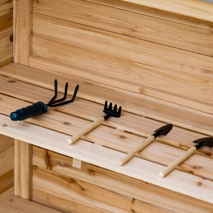 Garden Cabinet Planting Table with Base Cabinet Wooden Tool Cabinet with 2 Shelves Equipment Shed Garden Shed Outdoor Natural 83 x 40 x 92 cm