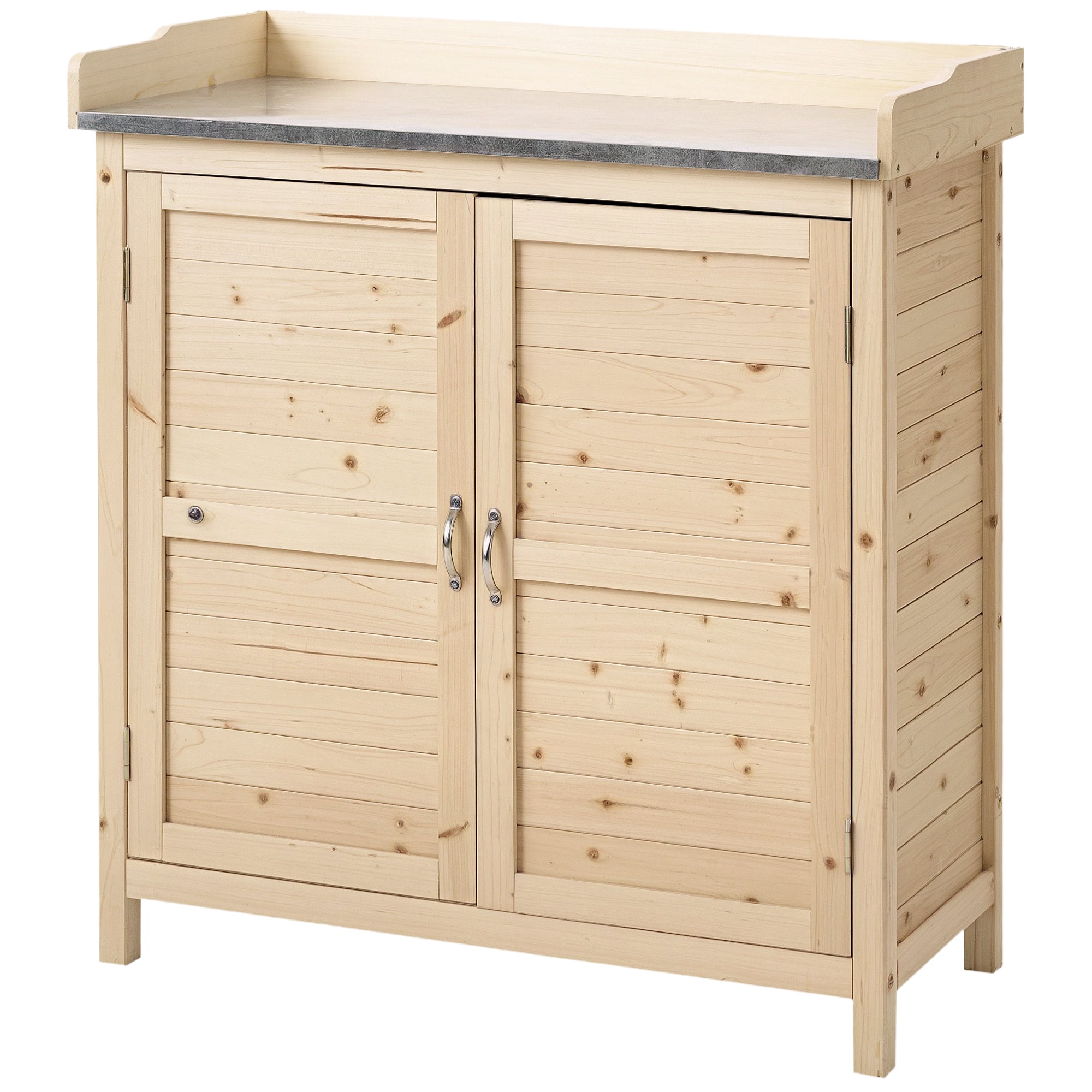Garden Cabinet Planting Table with Base Cabinet Wooden Tool Cabinet with 2 Shelves Equipment Shed Garden Shed Outdoor Natural 83 x 40 x 92 cm
