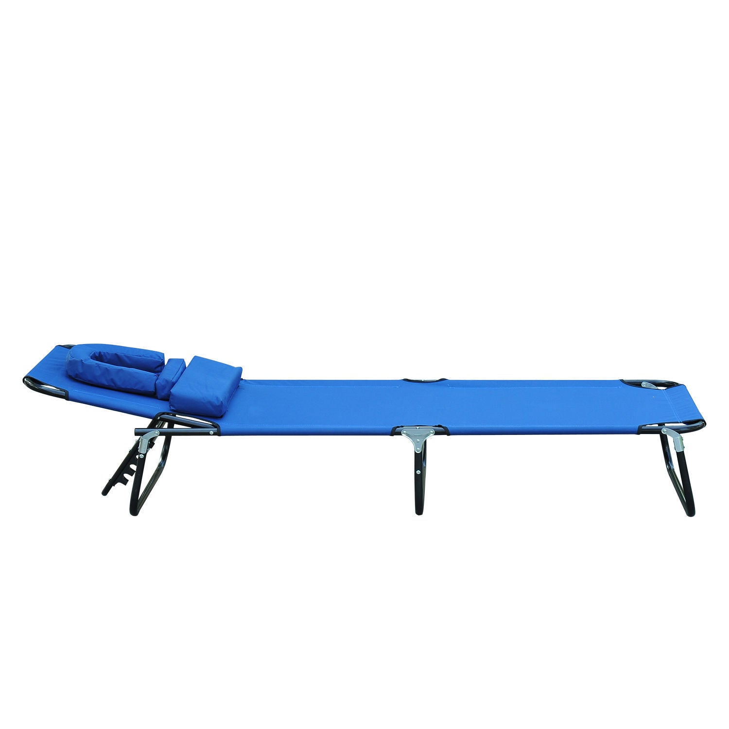 Folding Sun Lounger Garden Chair with Pillow Recliner with 4-Position Adjustable Backrest Camping Chair with Face Hole up to 120kg Load Capacity for Garden, Balcony Blue