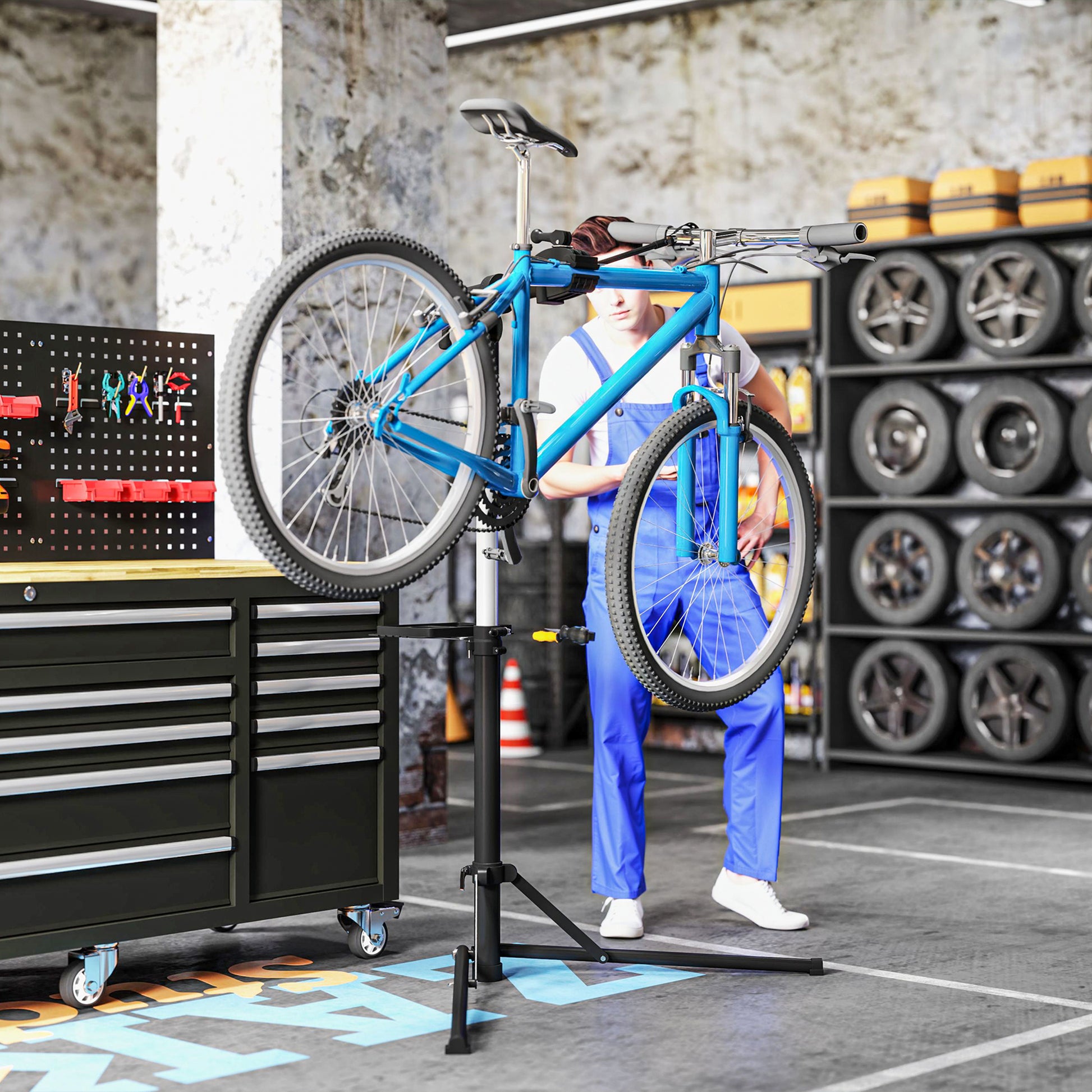 Bike Repair Stand for Bikes up to 40 Kg, Foldable Bike Stand, Adjustable Height and 360° Rotatable for Road Bike, Mountain Bike, E-Bike