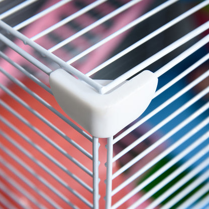 Hamster Cage Small Animal House with Tunnel Platforms Bowl Drinker Hideout Ramps and Exercise Wheel 46x30x58cm Green and White