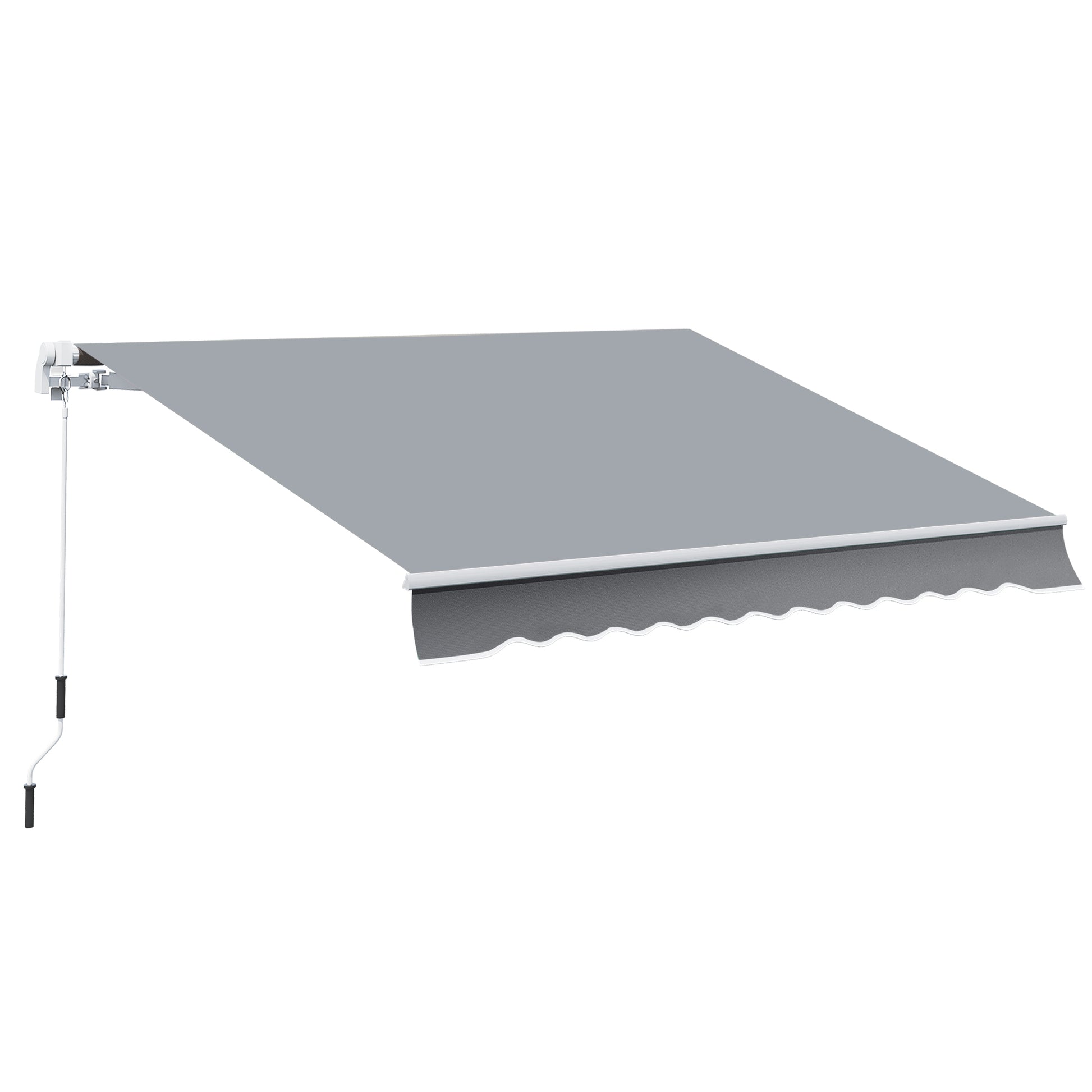 Clamp Awning with Hand Crank Height Adjustable Arm Awning Awning Sun Protection UV Resistant Balcony Awning incl. Wall Bracket Sun Awning 395cm wide for Patio Balcony White + Grey