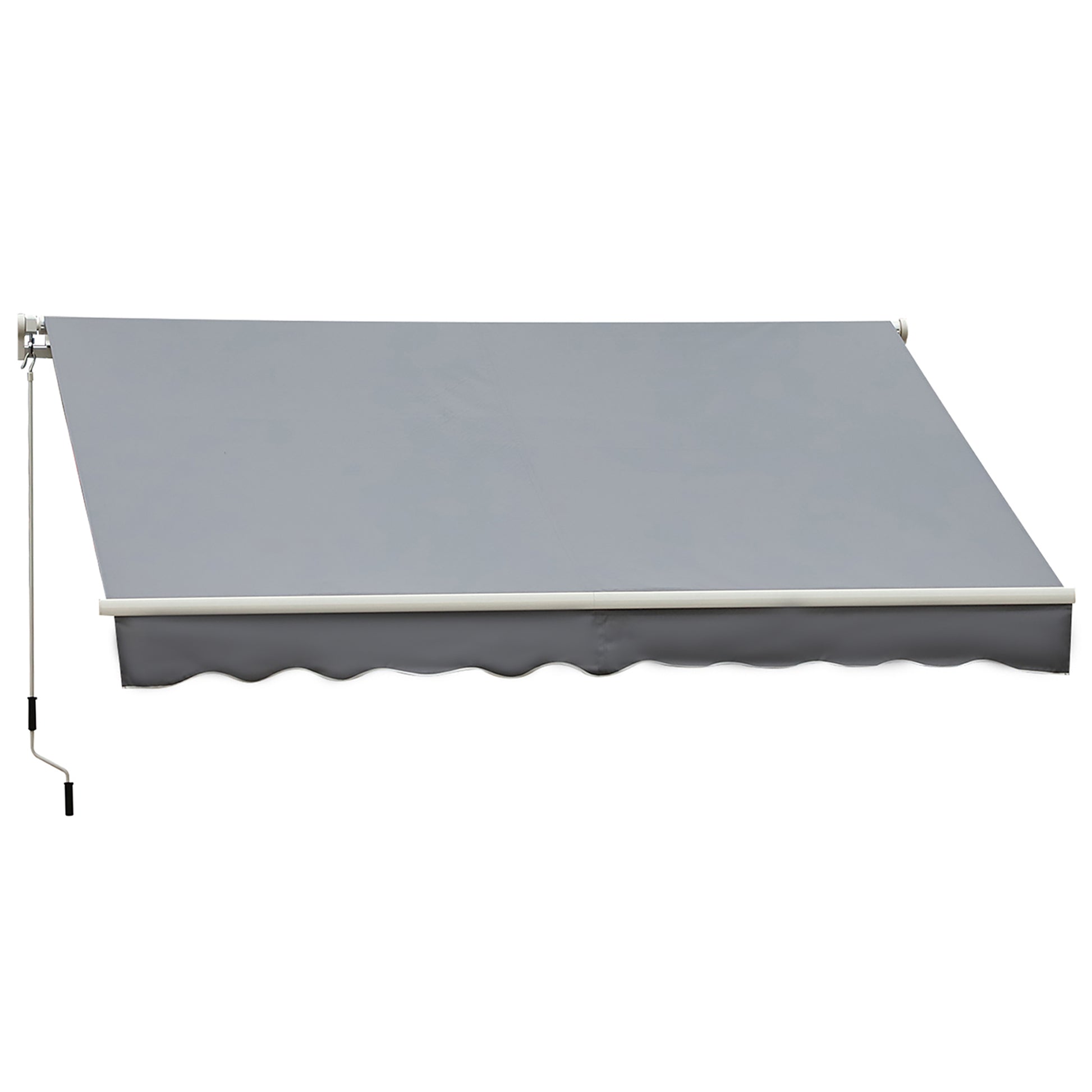 Clamp Awning with Hand Crank Height Adjustable Arm Awning Awning Sun Protection UV Resistant Balcony Awning incl. Wall Bracket Sun Awning 395cm wide for Patio Balcony White + Grey