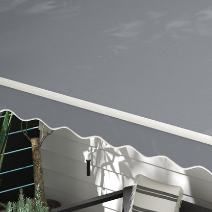 Clamp Awning with Hand Crank Height Adjustable Arm Awning Awning Sun Protection UV Resistant Balcony Awning incl. Wall Bracket Sun Awning 395cm wide for Patio Balcony White + Grey