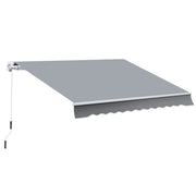 Clamp Awning with Hand Crank Height Adjustable Arm Awning Awning Sun Protection UV Resistant Balcony Awning incl. Wall Bracket Sun Awning 395cm wide for Patio Balcony White + Grey