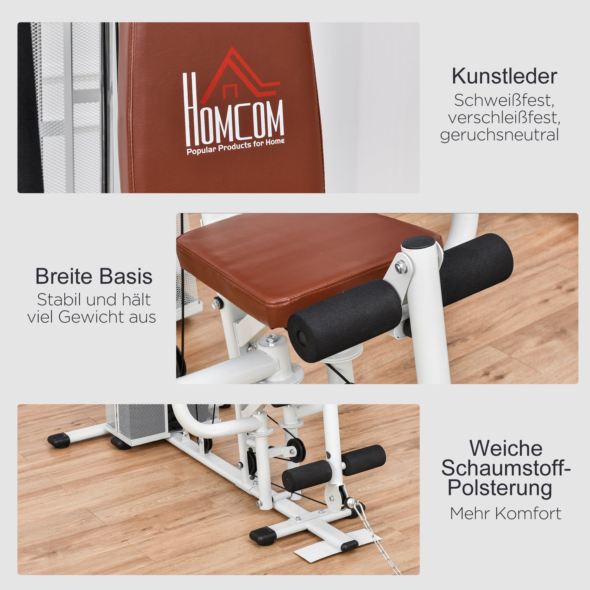 Strength Training Station Fitness Station with Lat Pull Down Extension Butterfly Bar 45kg Weights Cable Fitness Equipment Up to 120kg Capacity Multifunctional Strength Training Multistation Training Station for Home White