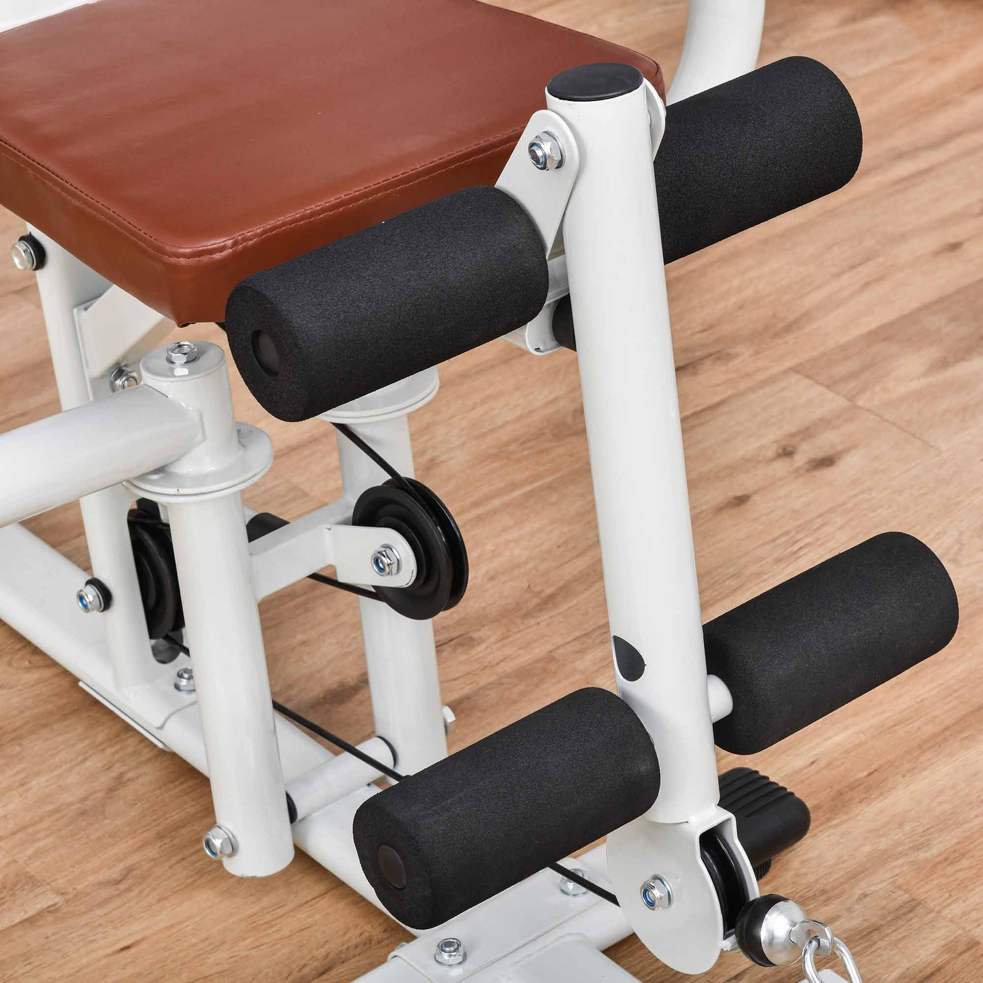 Strength Training Station Fitness Station with Lat Pull Down Extension Butterfly Bar 45kg Weights Cable Fitness Equipment Up to 120kg Capacity Multifunctional Strength Training Multistation Training Station for Home White