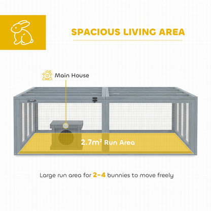 Outdoor Rabbit Run with Shelter, 180.4 x 150 x 48 cm (71" x 59" x 19") — Gray