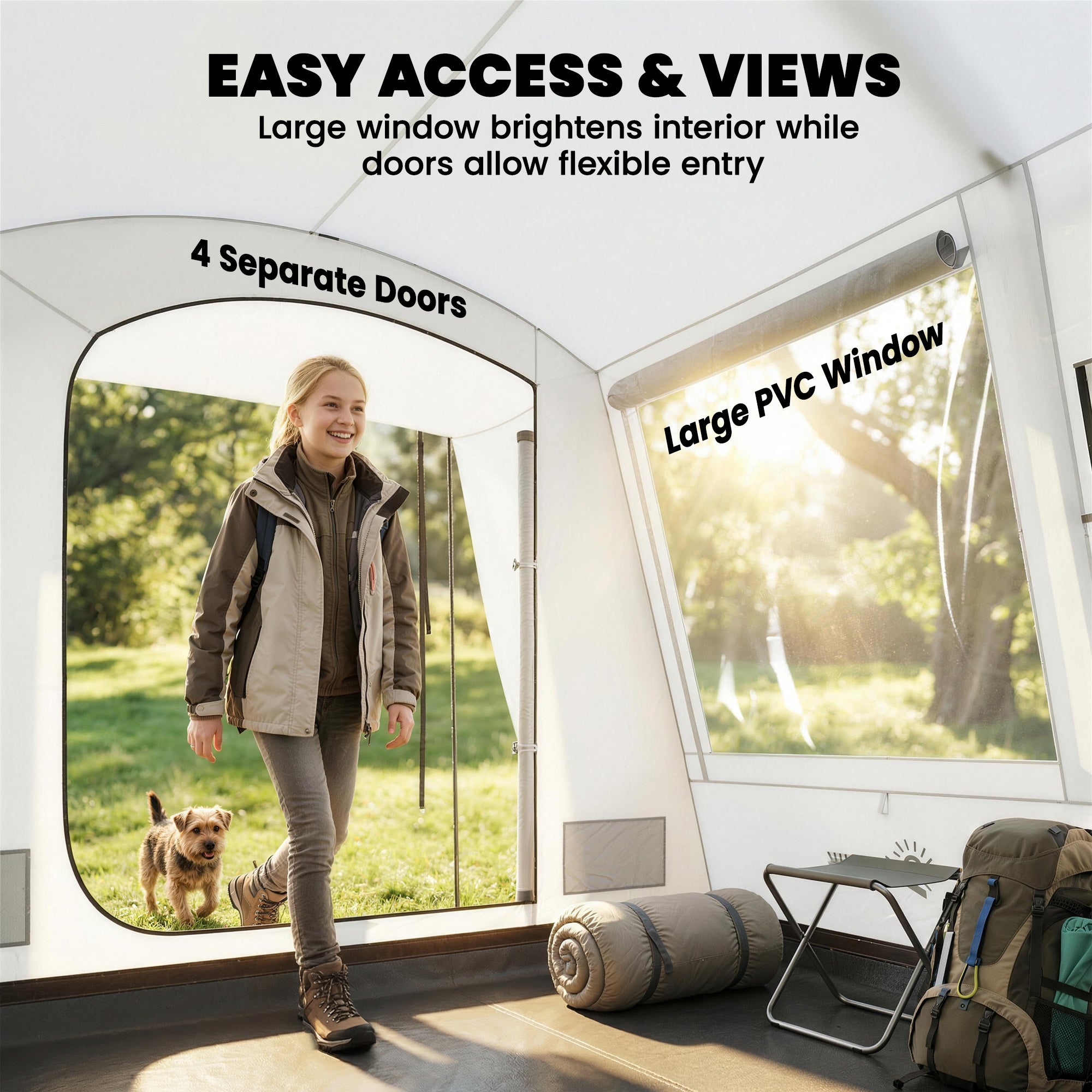 SUV Tailgate Tent for 2–4 People — 2-in-1 Waterproof Tunnel Tent with 4 Doors, Large Window, Porch, Groundsheet & Carry Bag (320 × 280 × 205 cm)