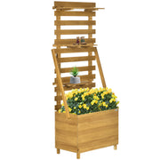 Raised Garden Bed with Trellis, Plant Box with 3 Shelves, Flower Box with Trellis, for Climbing Plants, Garden, Patio, Made of Wood, Brown, 63 x 39 x 160 cm