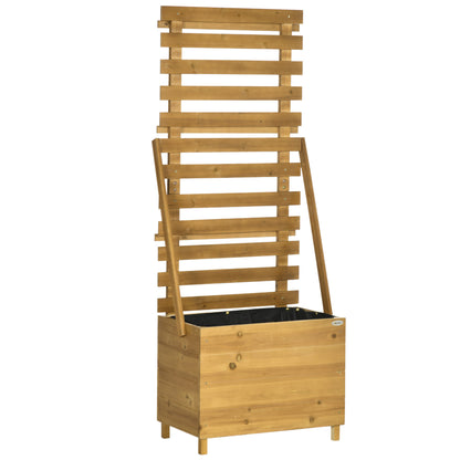 Raised Garden Bed with Trellis, Plant Box with 3 Shelves, Flower Box with Trellis, for Climbing Plants, Garden, Patio, Made of Wood, Brown, 63 x 39 x 160 cm