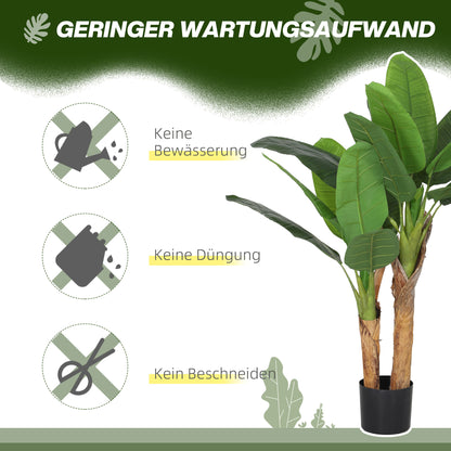 Artificial Banana Tree 2 Piece Large 120 cm Faux Plant, Artificial Banana Tree Plants with Pot, Artificial Moss, Artificial Grass for Living Room Bedroom