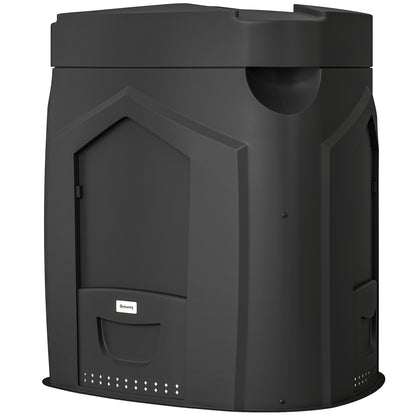 Garden Composter, 240 L (63.4 gal), 78 x 75 x 78 cm Triangular Compost Bin with 3 Doors, 66 Vent Holes & Open Bottom — Includes Gloves & Screwdriver, Black
