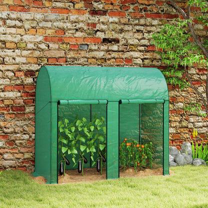 Greenhouse 2 m² Tomato Greenhouse 2 x 1 x 1.78 m 2 Roll-Up Zipper Doors Steel High-Density PE 140 g/m² UV Protection