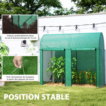 Greenhouse 2 m² Tomato Greenhouse 2 x 1 x 1.78 m 2 Roll-Up Zipper Doors Steel High-Density PE 140 g/m² UV Protection