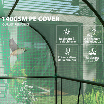 Greenhouse 2 m² Tomato Greenhouse 2 x 1 x 1.78 m 2 Roll-Up Zipper Doors Steel High-Density PE 140 g/m² UV Protection