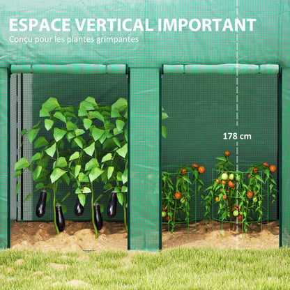 Greenhouse 2 m² Tomato Greenhouse 2 x 1 x 1.78 m 2 Roll-Up Zipper Doors Steel High-Density PE 140 g/m² UV Protection