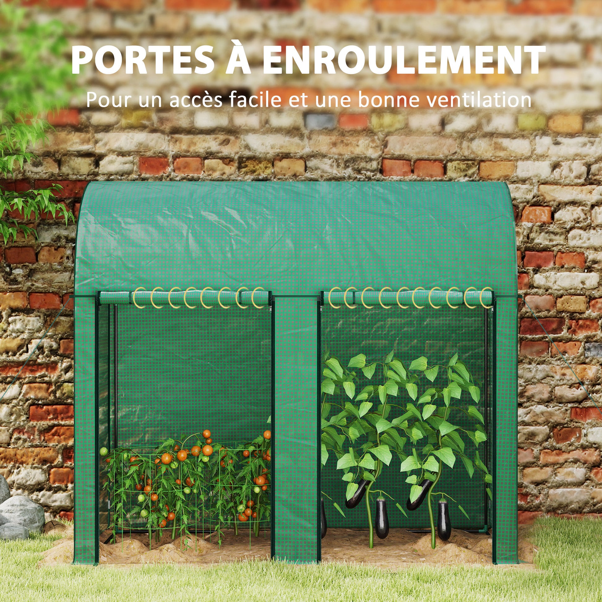 Greenhouse 2 m² Tomato Greenhouse 2 x 1 x 1.78 m 2 Roll-Up Zipper Doors Steel High-Density PE 140 g/m² UV Protection