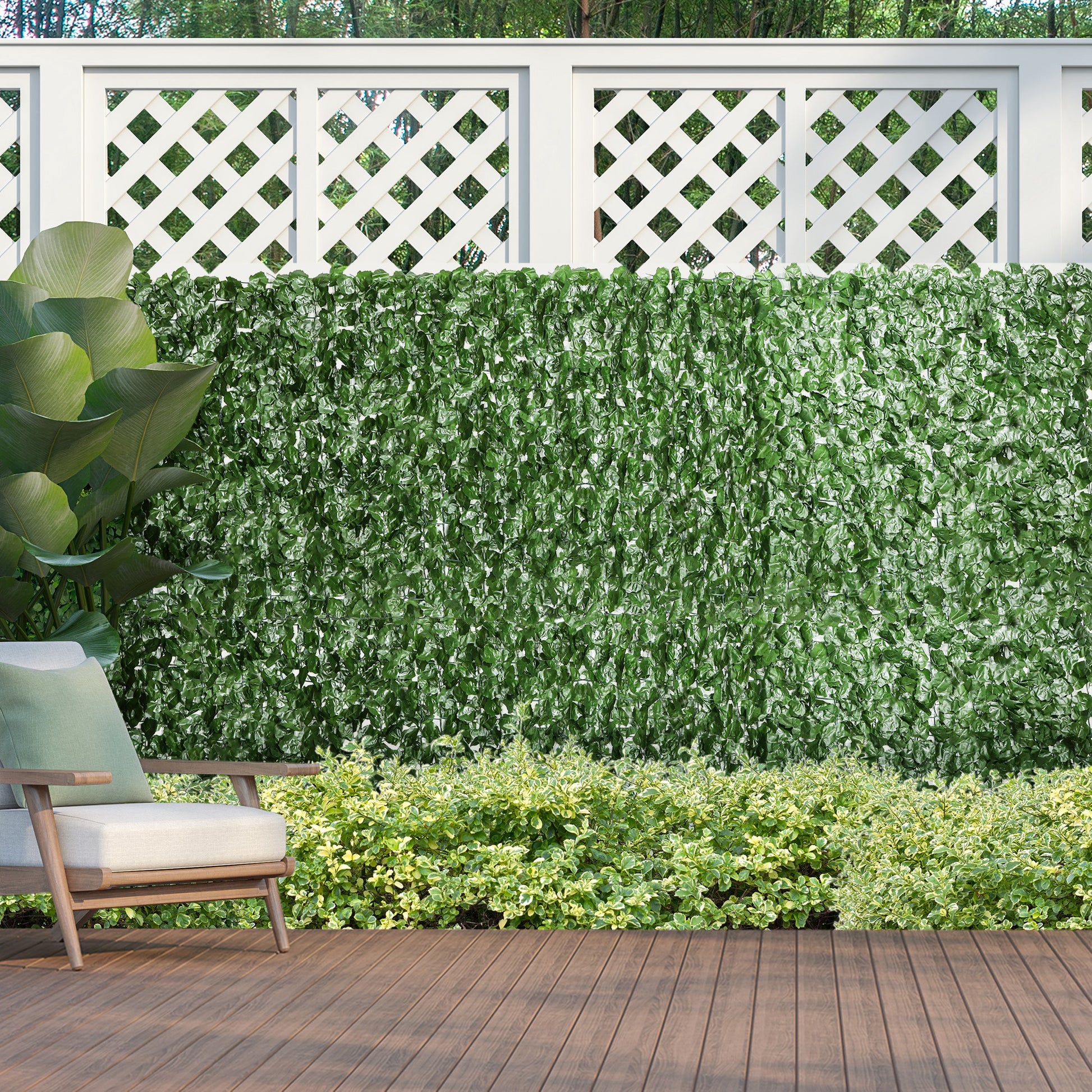 Artificial Hedge Privacy Screen Decoration Roll 3L x 1H m Realistic UV-Resistant Dark Green