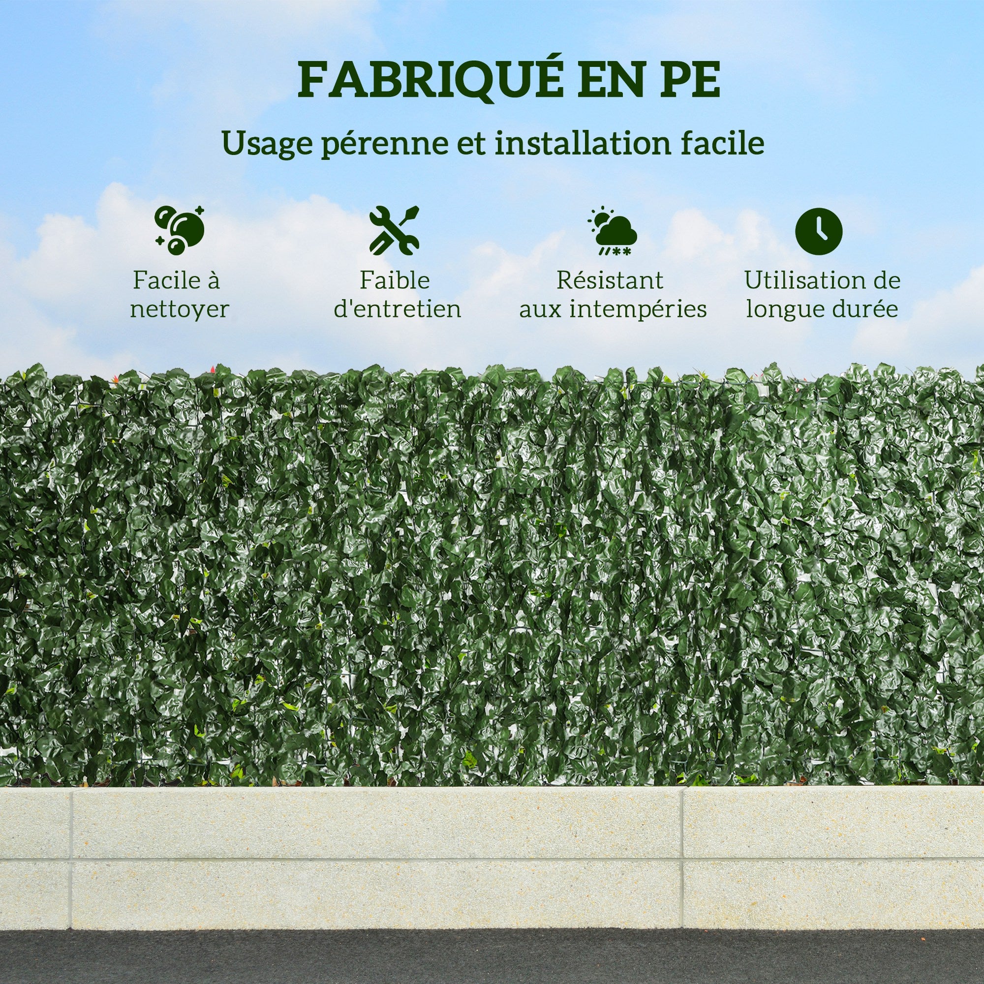 Artificial Hedge Privacy Screen Decoration Roll 3L x 1H m Realistic UV-Resistant Dark Green