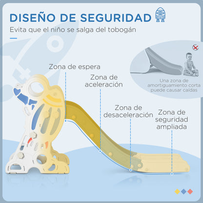 Children's Slide for 18-36 Months Kids 157 cm with 3 Non-Slip Steps Load 30 kg for Indoor Blue and Gray