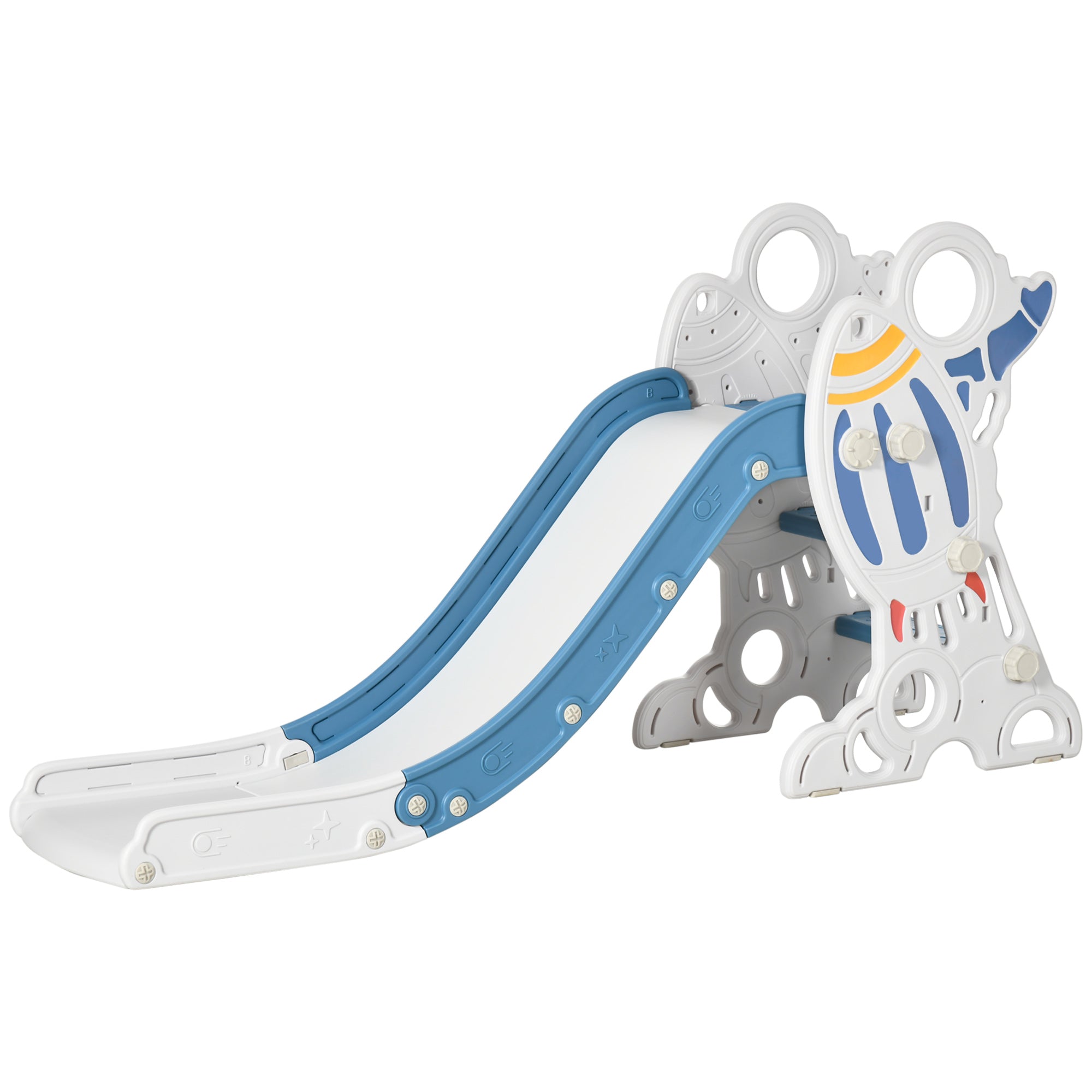 Children's Slide for 18-36 Months Kids 157 cm with 3 Non-Slip Steps Load 30 kg for Indoor Blue and Gray