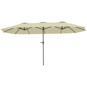 Double Umbrella 4x2.2 m Outdoor Terrace Umbrella with Manual Crank Waterproof and UV30+ Protection Large Sunshade for Terrace Beach Pool Cream