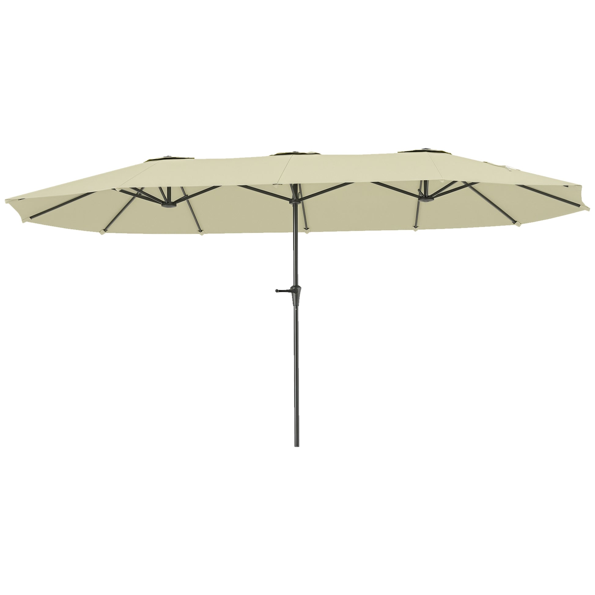 Double Umbrella 4x2.2 m Outdoor Terrace Umbrella with Manual Crank Waterproof and UV30+ Protection Large Sunshade for Terrace Beach Pool Cream
