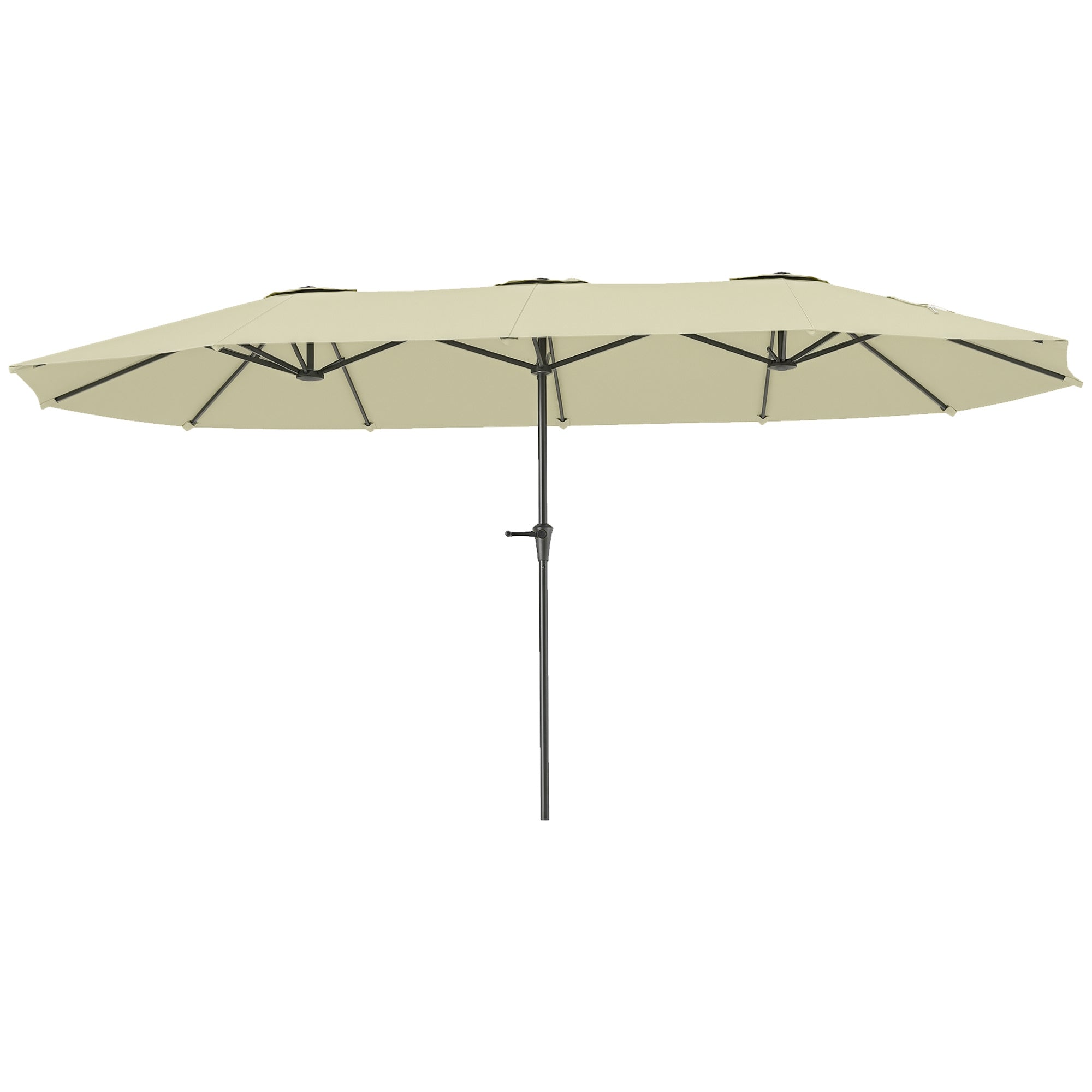 Double Umbrella 4x2.2 m Outdoor Terrace Umbrella with Manual Crank Waterproof and UV30+ Protection Large Sunshade for Terrace Beach Pool Cream