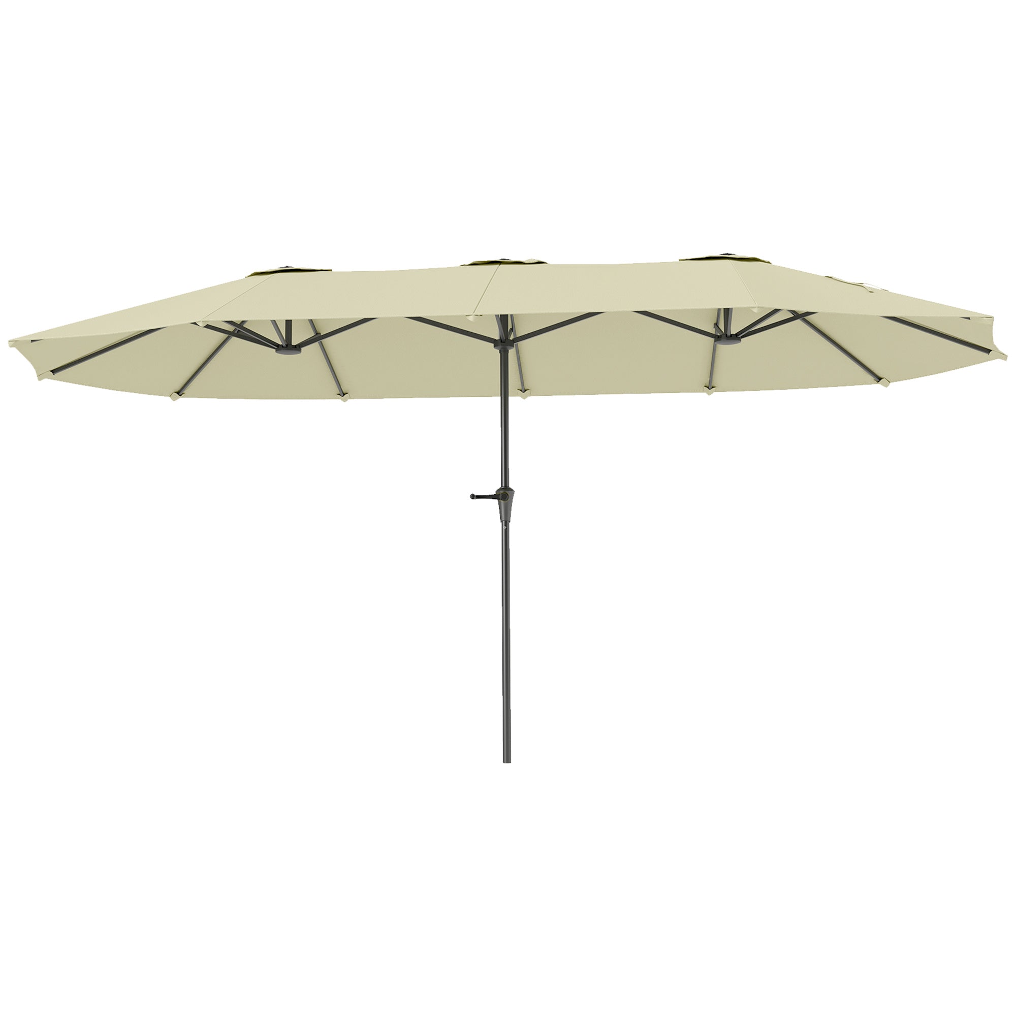 Double Umbrella 4x2.2 m Outdoor Terrace Umbrella with Manual Crank Waterproof and UV30+ Protection Large Sunshade for Terrace Beach Pool Cream