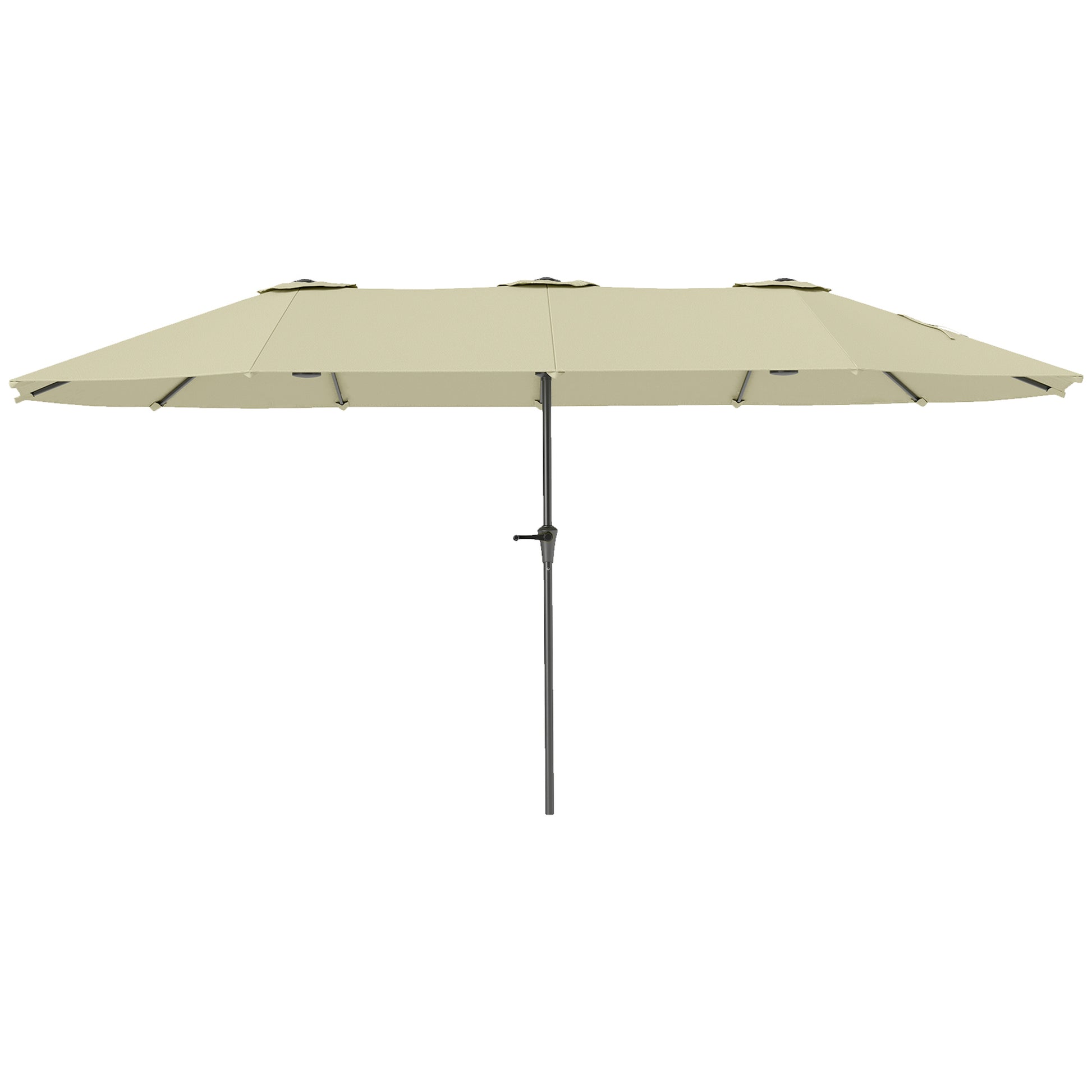 Double Umbrella 4x2.2 m Outdoor Terrace Umbrella with Manual Crank Waterproof and UV30+ Protection Large Sunshade for Terrace Beach Pool Cream