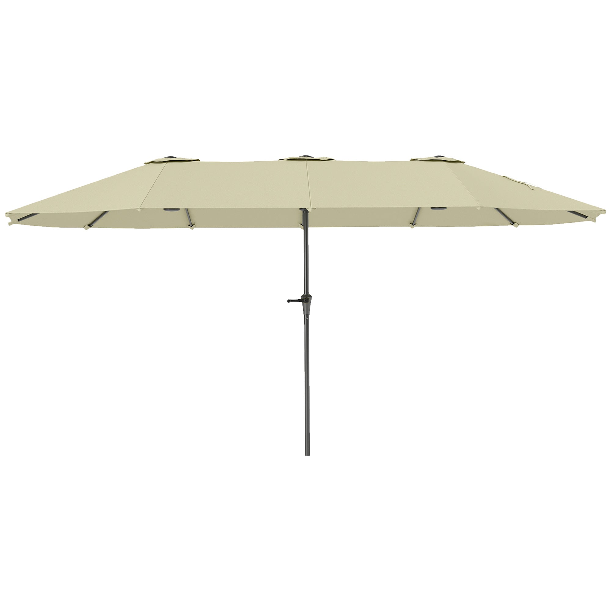 Double Umbrella 4x2.2 m Outdoor Terrace Umbrella with Manual Crank Waterproof and UV30+ Protection Large Sunshade for Terrace Beach Pool Cream