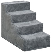 4-Step Dog Stairs, 35 cm Cat Stairs for Bed and Sofa, Pet Stairs for Dogs and Cats up to 5 kg, Plush Optic, Light Gray