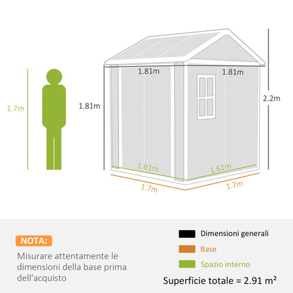 Garden Tool Shed in Weathered Wood Finish with Floor, 2.91m² Garden Shed with Double Doors and Lock, Sloping Roof, 181x181x220cm, Gray