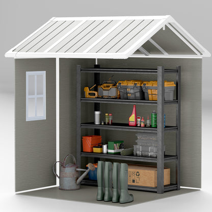 Garden Tool Shed in Weathered Wood Finish with Floor, 2.91m² Garden Shed with Double Doors and Lock, Sloping Roof, 181x181x220cm, Gray