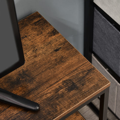 TV Stand for TVs up to 47" Industrial Style TV Table with Shelf and 2 Foldable Fabric Drawers for Living Room Bedroom 98x29x56 cm Rustic Brown and Black