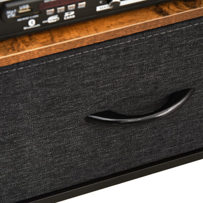 TV Stand for TVs up to 47" Industrial Style TV Table with Shelf and 2 Foldable Fabric Drawers for Living Room Bedroom 98x29x56 cm Rustic Brown and Black