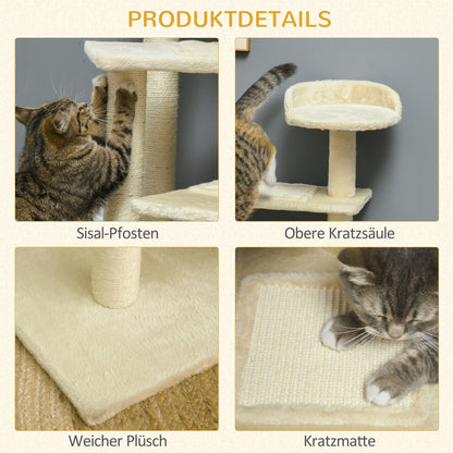 Cat Tree 100 cm Cat Tower with Sisal Posts, Large Platform, Multi-Level Cat Scratching Tree, Climbing Tree, for Small & Medium Cats, Beige